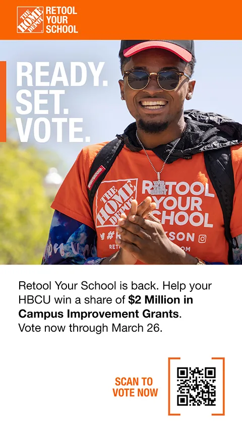 Home Depot ad on a street-level urban panel screen (college-campus placement), via Adomni.