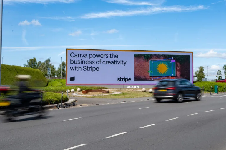 Stripe digital roadside billboard (DOOH), Heathrow Terminal 5 (Excite Out Of Home)