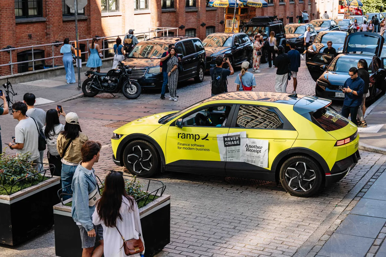 Ramp full rideshare car wrap driving through Brooklyn (Good Traffic own case study)