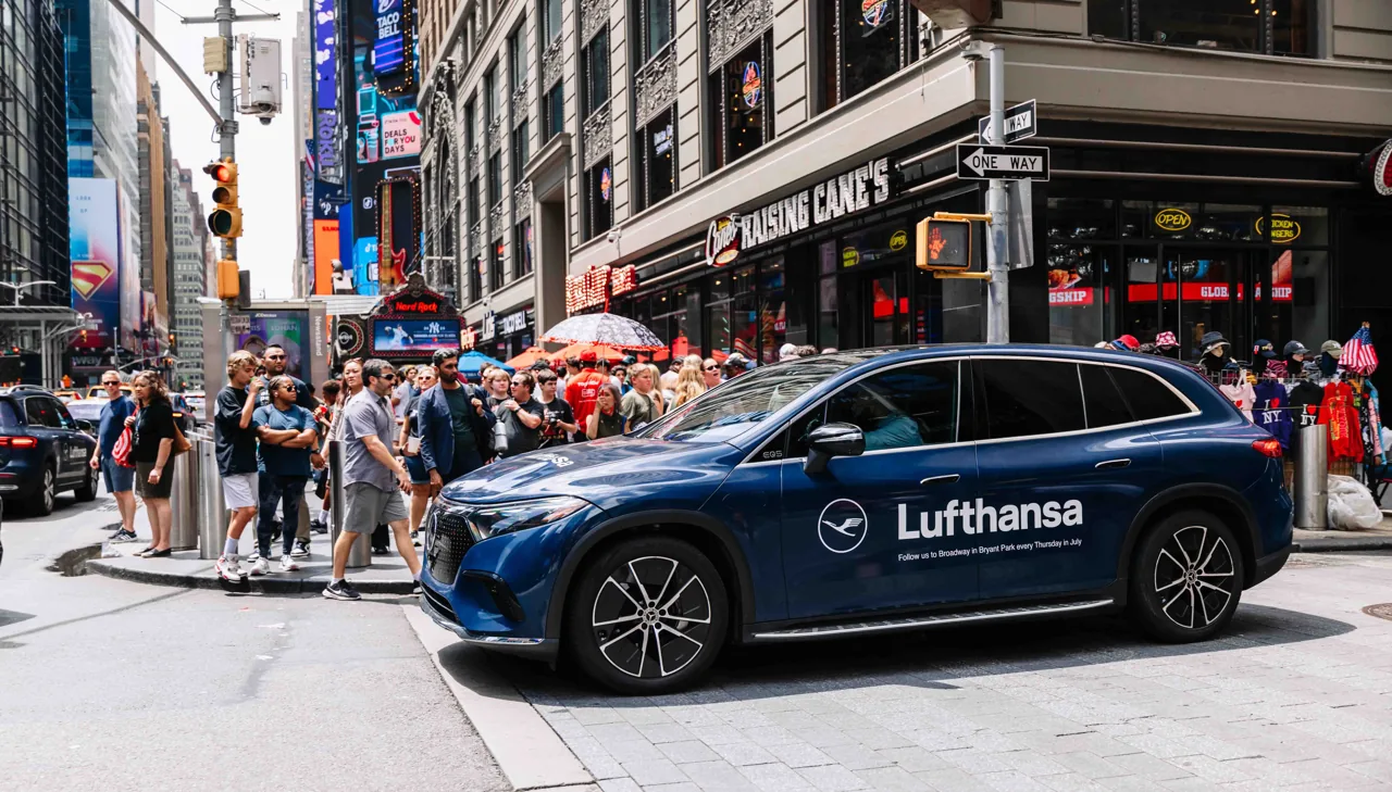 Lufthansa NYC summer campaign full vehicle wrap (Good Traffic own case study)