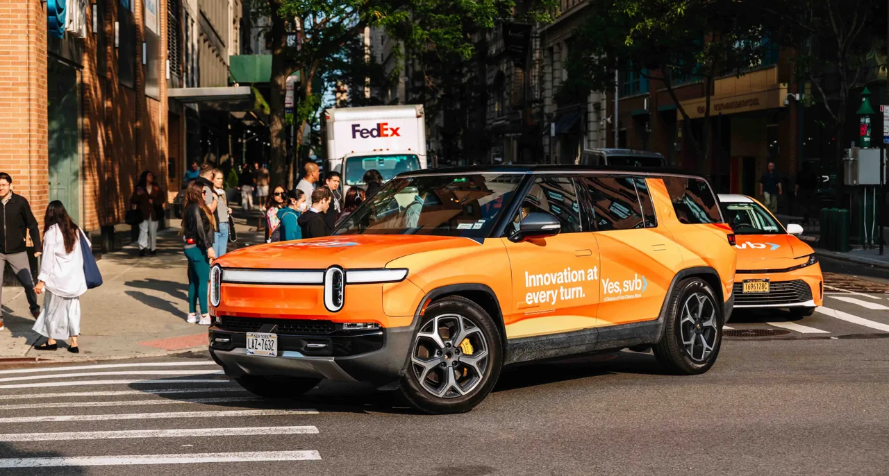SVB NYC innovation campaign wrapped rideshare vehicle (Good Traffic own case study)