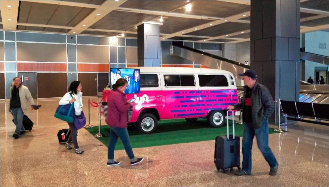 Halo/Lyft branded rideshare vehicle promo (OOH Today, image from Halo website)