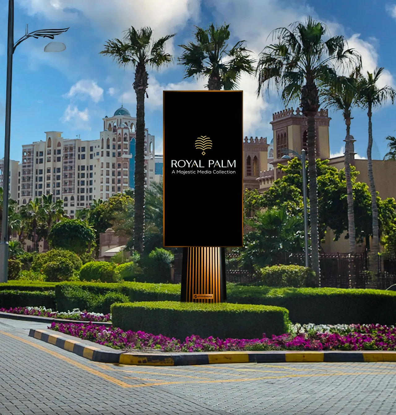Hypermedia 'Gems Network' Totem digital screen at Palm Jumeirah frond entrance