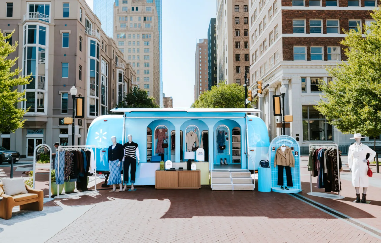 Walmart Fall Style Tour: wrapped gullwing Airstream mobile retail experience (Lime Media)