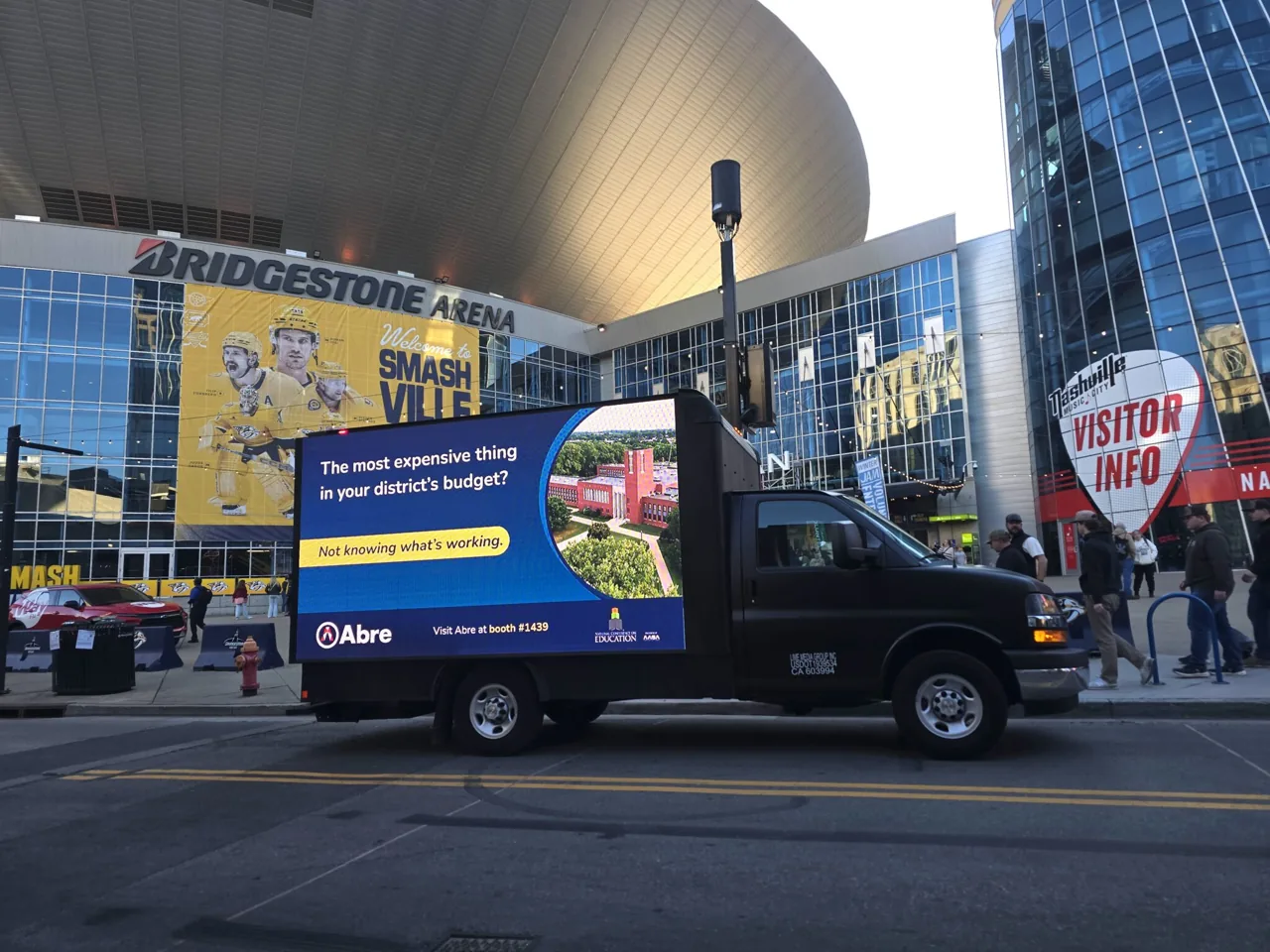 Abre LED billboard truck outside Bridgestone Arena, Nashville (Lime Media)