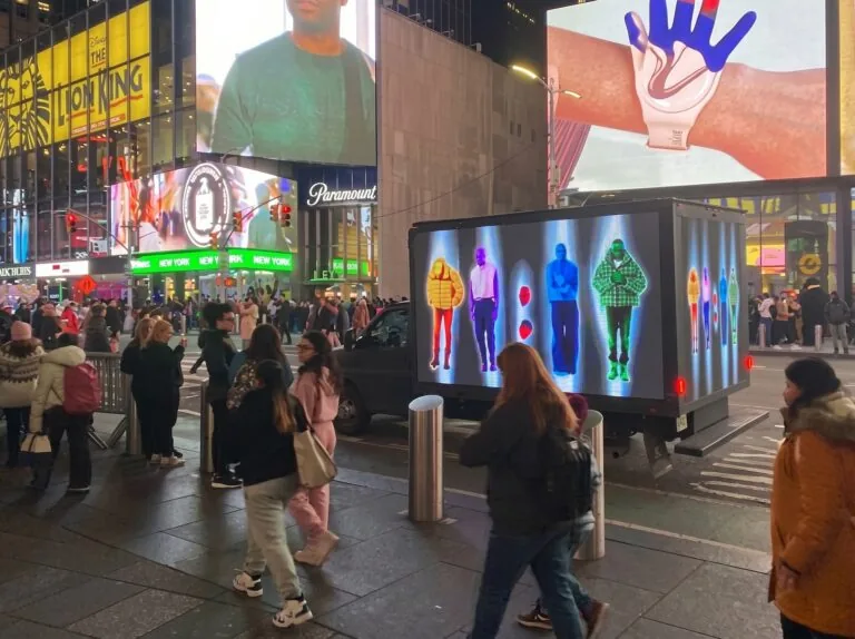 Just Dance campaign on a mobile digital truckside LED screen (Momentara official site)