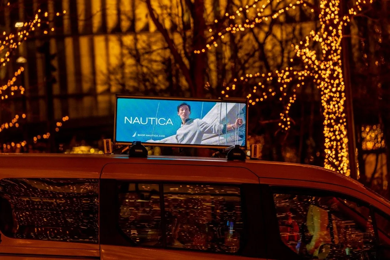 Nautica campaign on an NYC taxi-top display (NY Taxi Ads)