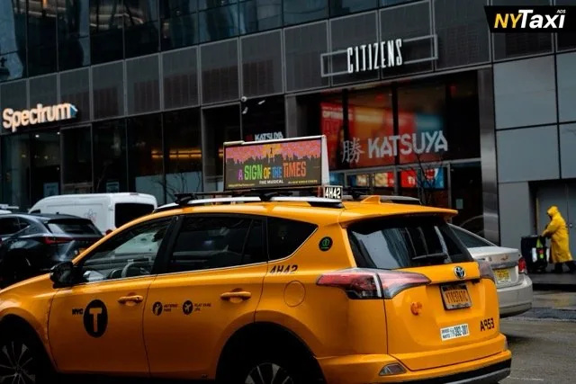 ASOT campaign on a printed taxi-top unit in NYC (NY Taxi Ads formats page)