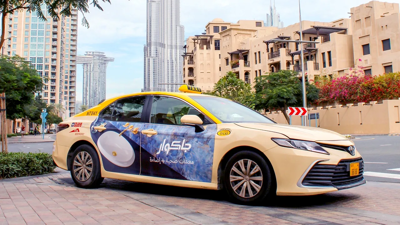 Jaquar Bathrooms taxi superside campaign in Downtown Dubai