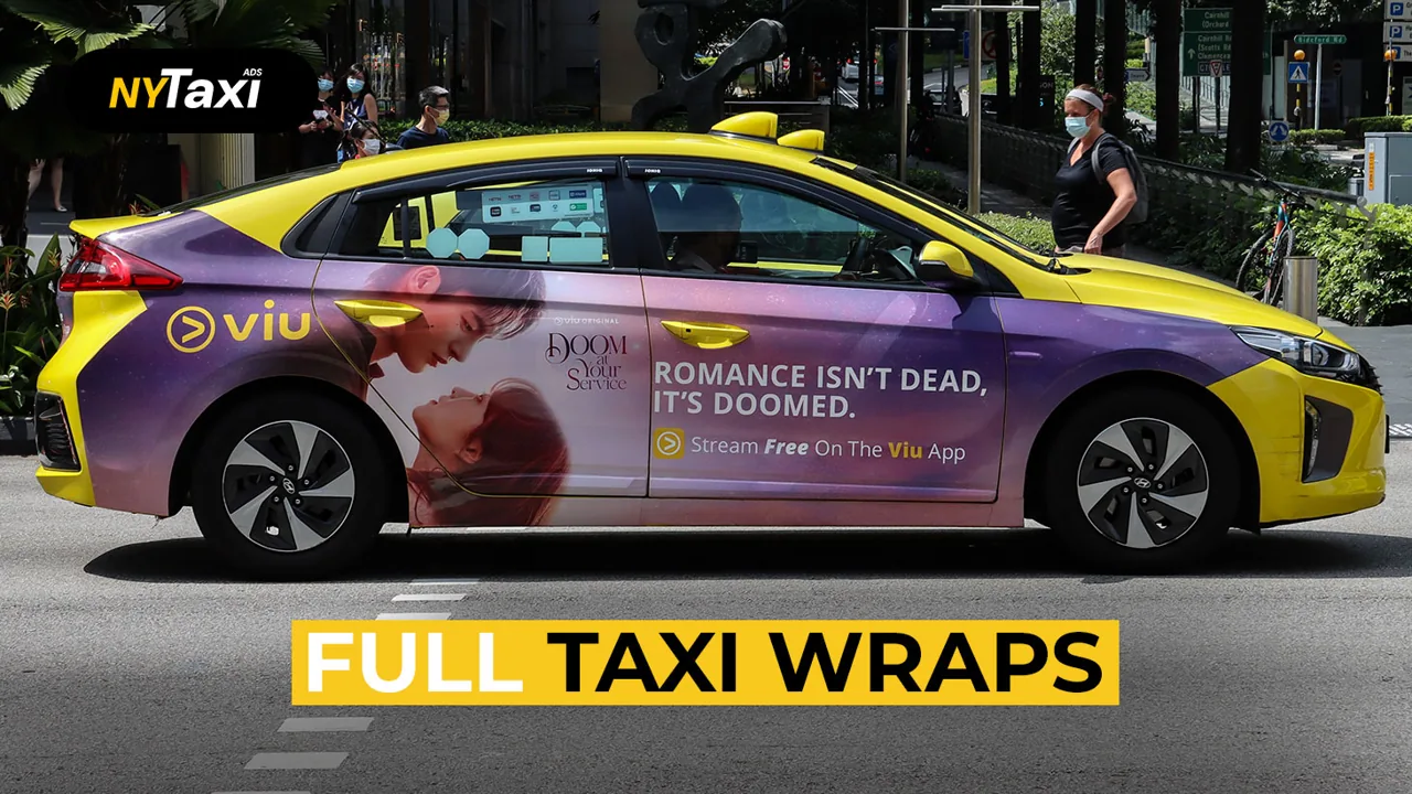 Viu 'Book of Sun / Romance Isn't Dead' full taxi wrap on a NYC yellow cab
