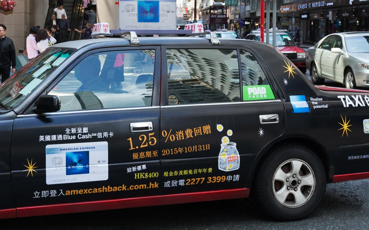 American Express full-body Megaside taxi wrap