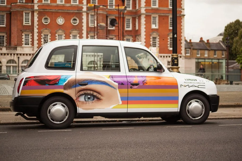 MAC Cosmetics full London taxi wrap