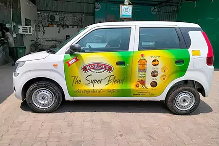 Taxi branding services in India illustration on Ramola Cine Ads cab-advertising page