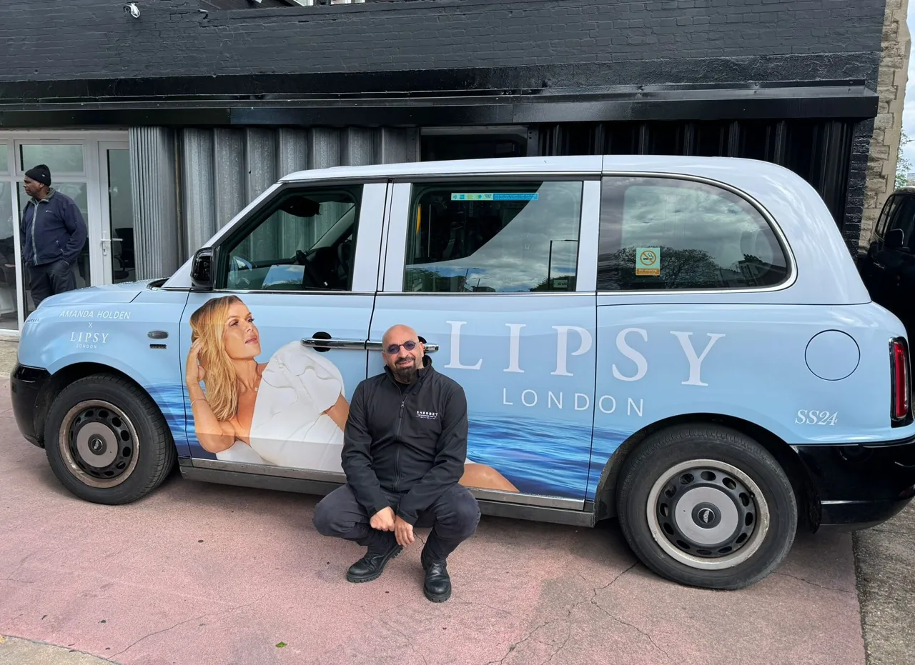 Amanda Holden x Lipsy London SS24 special-build taxi wrap