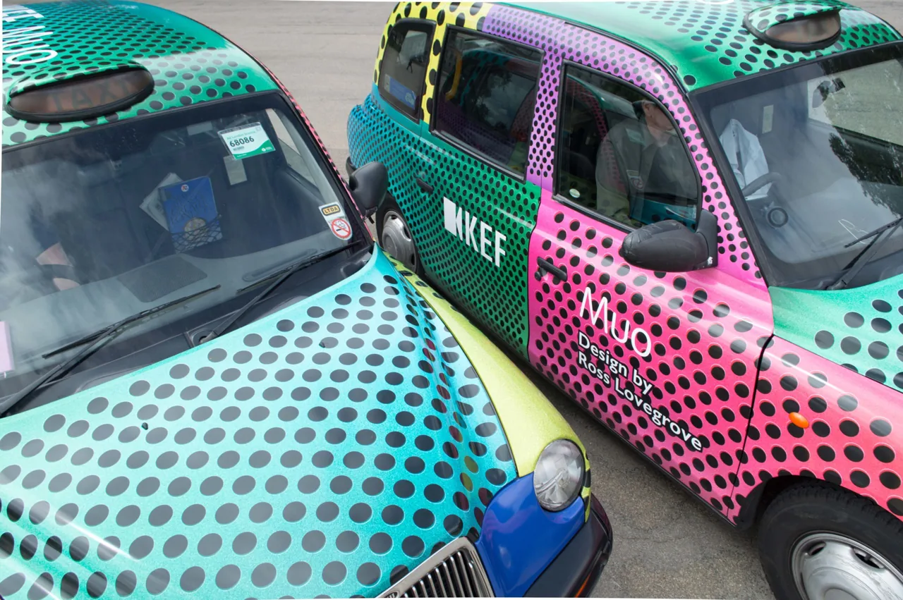 KEF taxi advertising campaign on a London cab