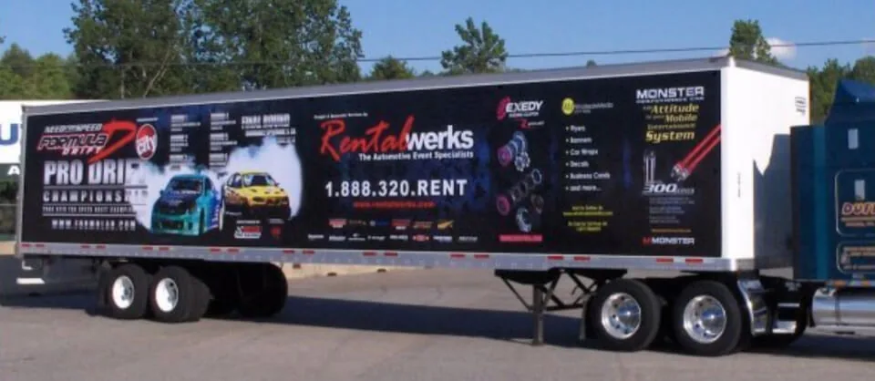 Rentalwerks / Formula Drift Pro Drift Championships semi-trailer super-side ad (TruckAds)