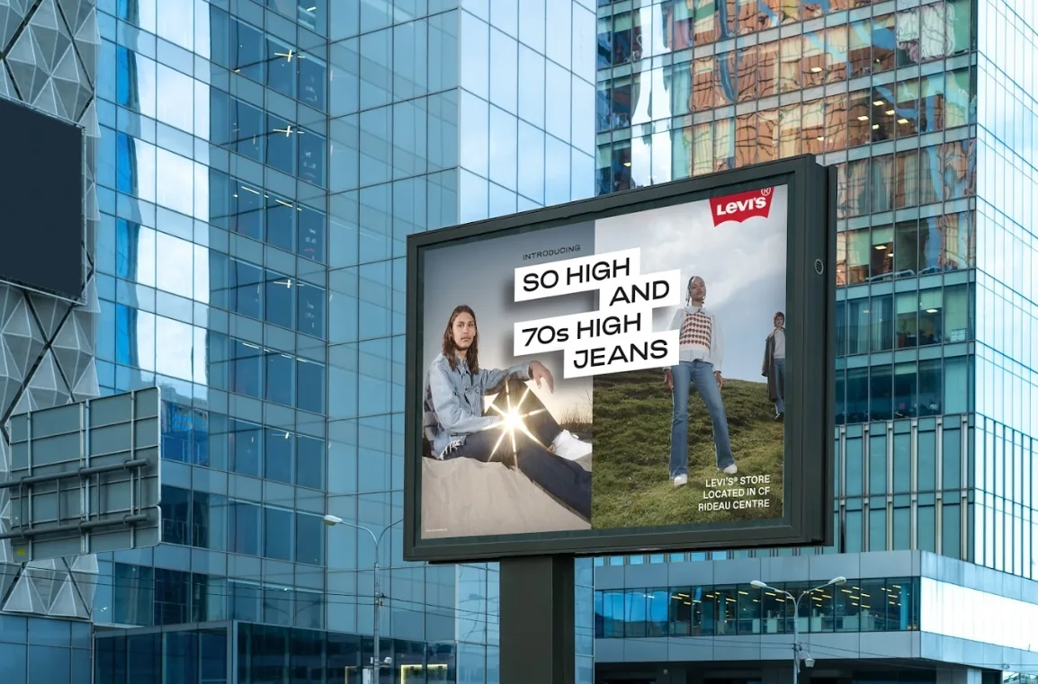 Levi's programmatic DOOH placement on a physical out-of-home screen (Vistar Media case study)