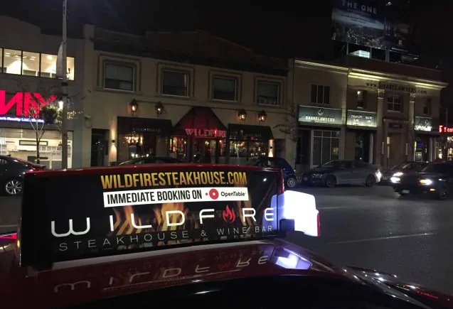 LED video taxi-top advertising campaign on a cab (Wild On Media)