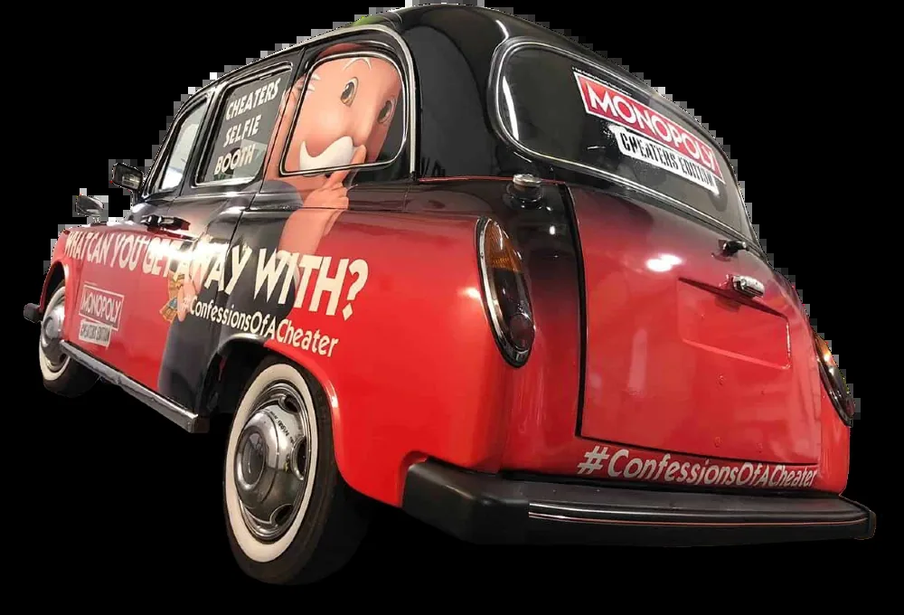 Wrapped taxi shown on Wrap UK's Taxi Wraps page